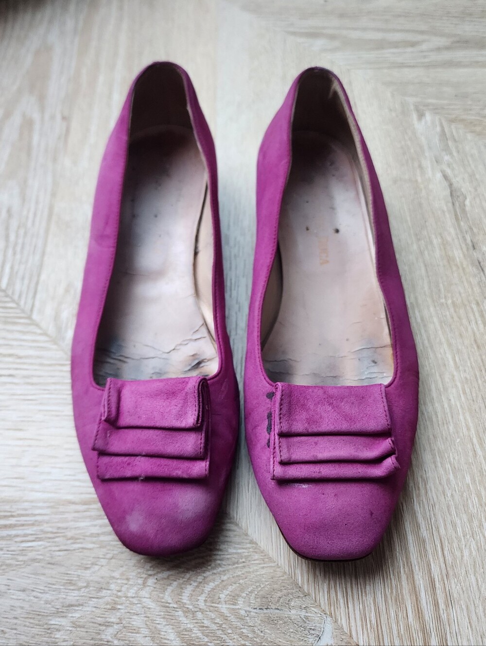 Duccio Del Duca Suede Ballet Flats with Pleated Bow - Purple